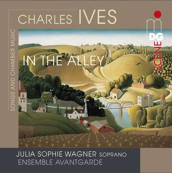 Cover der CD "Charles Ives - In the Alley", Brauntöne, in der Mitte ein Ölbild, Nordamerikanische Kulturlandschaft